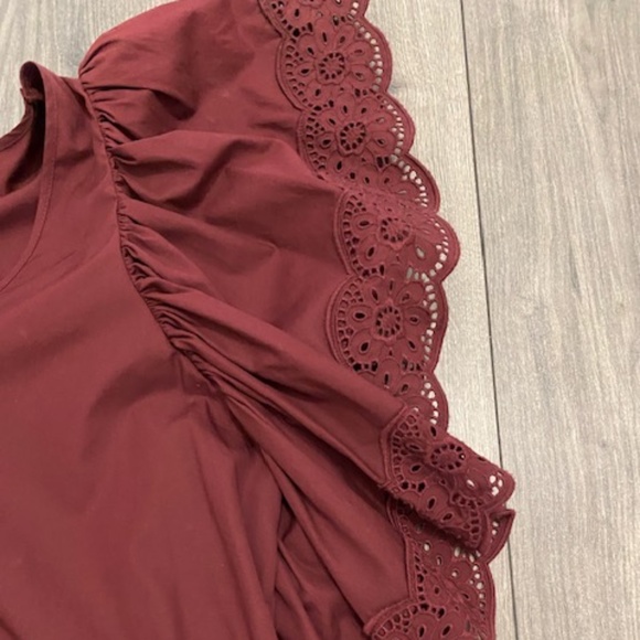 See By Chloe Burgundy Cotton Mini Dress Size 4 NWT - Picture 5 of 10